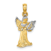 Load image into Gallery viewer, 14k w/ White Rhodium 3-D Angel Playing Harp Charm
