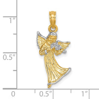 Load image into Gallery viewer, 14k w/ White Rhodium 3-D Angel Playing Violin Charm

