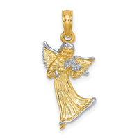 Load image into Gallery viewer, 14k w/ White Rhodium 3-D Angel Playing Violin Charm
