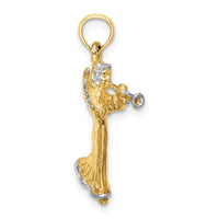 Load image into Gallery viewer, 14k w/ White Rhodium 3-D Angel Playing Trumpet Charm
