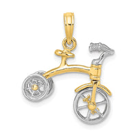 Load image into Gallery viewer, 14k Two-tone 3-D Tricycle w/ Moveable Handlebars and Wheels Charm
