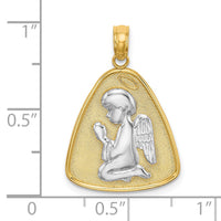 Load image into Gallery viewer, 14K w/Rhodium Angel Praying w/Halo On Triangle Disc
