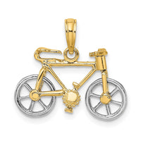 Load image into Gallery viewer, 14k Two-tone 3-D Bicycle w/ Moveable Tires Charm
