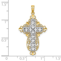 Load image into Gallery viewer, 14K Two-tone 2-D and D/C Filigree Cross Charm
