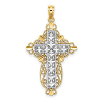 Load image into Gallery viewer, 14K Two-tone 2-D and D/C Filigree Cross Charm
