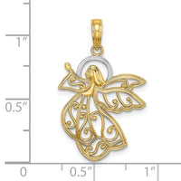 Load image into Gallery viewer, 14K W/ Rhodium Flying Angel Charm
