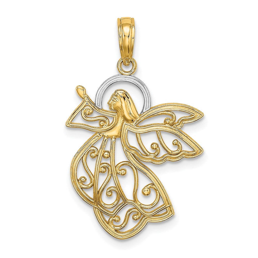 14K W/ Rhodium Flying Angel Charm