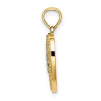 Load image into Gallery viewer, 14k w/ Rhodium Textured Heart Flower Filigree Charm
