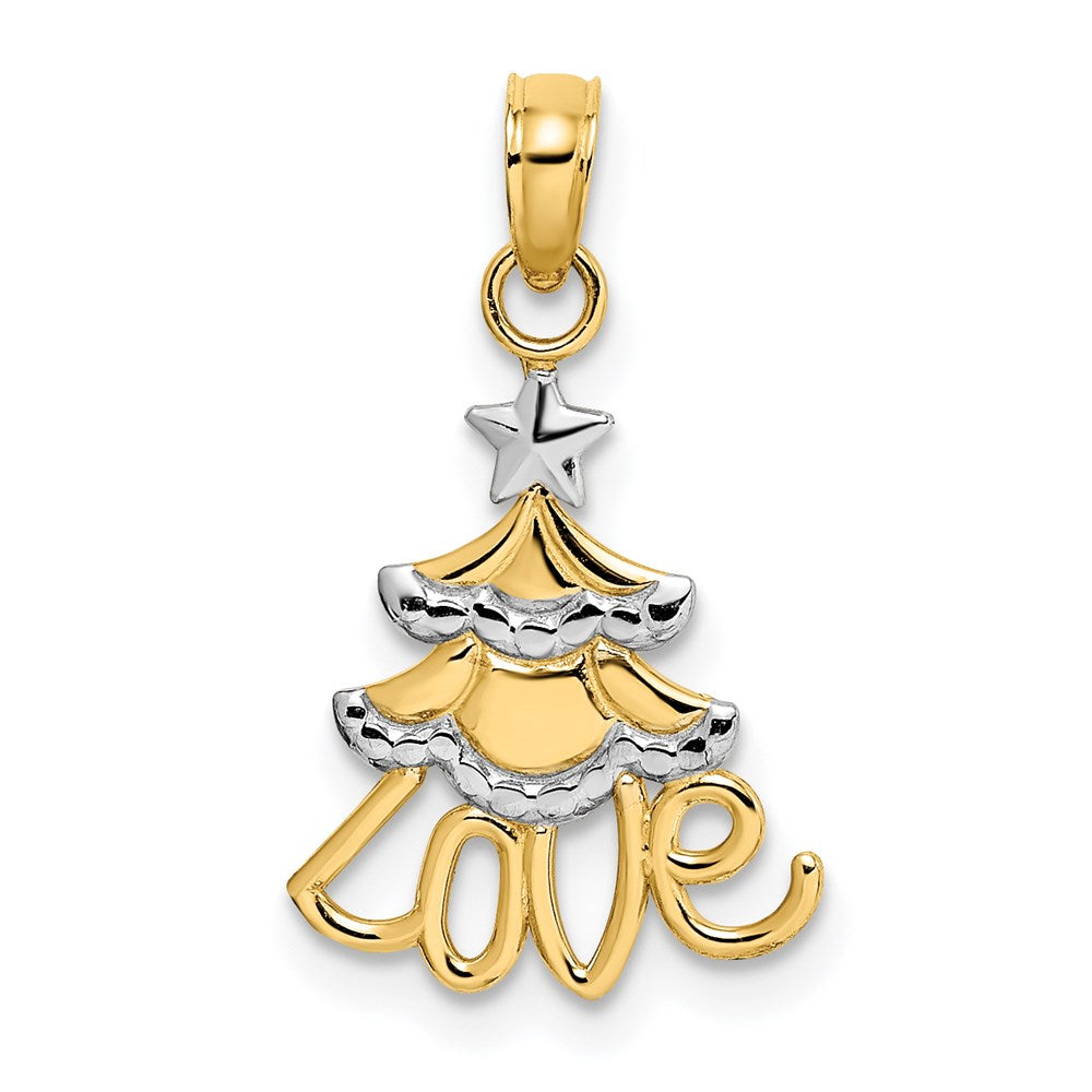 14k w/ Rhodium LOVE Christmas Tree Charm
