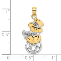 Load image into Gallery viewer, 14K and Rhodium Snowman w/Joy Pendant
