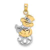 Load image into Gallery viewer, 14K and Rhodium Snowman w/Joy Pendant
