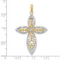 Load image into Gallery viewer, 14K W/ Rhodium Beaded Filigree Cross Charm
