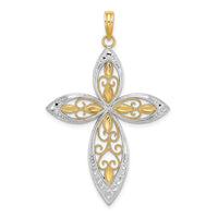 Load image into Gallery viewer, 14K W/ Rhodium Beaded Filigree Cross Charm

