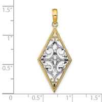 Load image into Gallery viewer, 14K w/Rhodium Diamond Shape Cut-Out Filigree Charm
