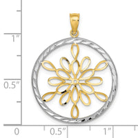 Load image into Gallery viewer, 14K w/Rhodium D/C Circle Snowflake Charm
