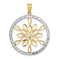 Load image into Gallery viewer, 14K w/Rhodium D/C Circle Snowflake Charm
