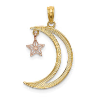 Load image into Gallery viewer, 14k Two-tone w/White Rhodium Moon w/Star Moveable Charm
