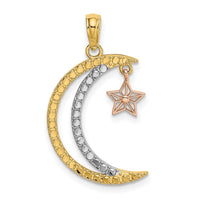 Load image into Gallery viewer, 14k Two-tone w/White Rhodium Moon w/Star Moveable Charm
