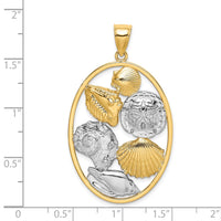 Load image into Gallery viewer, 14k with White Rhodium Shell Cluster In Oval Frame Charm

