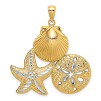 Load image into Gallery viewer, 14k with White Rhodium Diamond-cut Scallop Starfish Sand Dollar Charm
