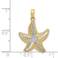 Load image into Gallery viewer, 14K Rhodium Diamond-cut Small Starfish Charm
