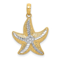 Load image into Gallery viewer, 14K Rhodium Diamond-cut Small Starfish Charm
