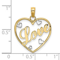 Load image into Gallery viewer, 14k w/Rhodium LOVE w/Hearts Pendant
