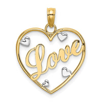 Load image into Gallery viewer, 14k w/Rhodium LOVE w/Hearts Pendant

