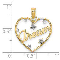 Load image into Gallery viewer, 14k w/Rhodium Diamond-cut DREAM  Heart with Stars Charm
