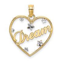 Load image into Gallery viewer, 14k w/Rhodium Diamond-cut DREAM  Heart with Stars Charm

