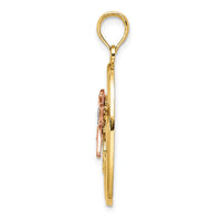 Load image into Gallery viewer, 14k Two-tone with White Rhodium Hummingbird and Flowers In Oval Frame Charm
