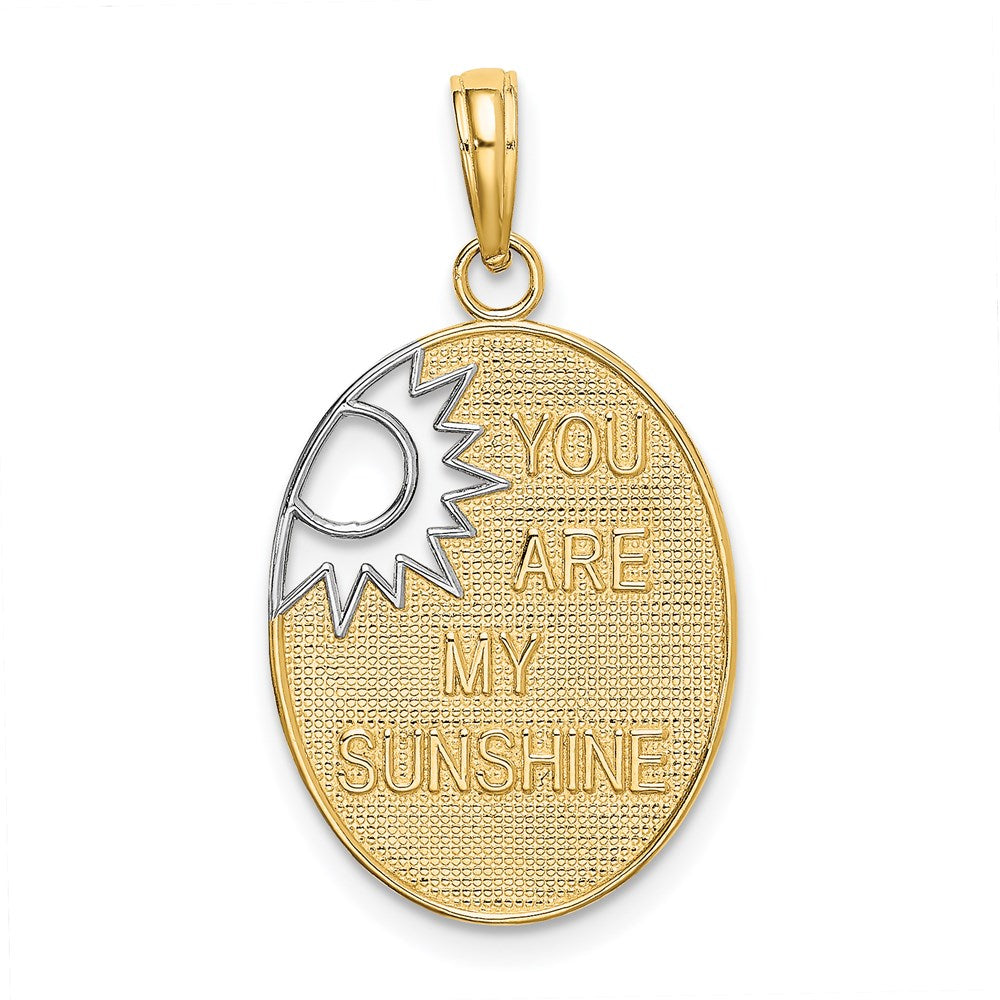 14k w/Rhodium YOU ARE MY SUNSHINE Cut-out Sun Charm
