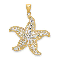 Load image into Gallery viewer, 14K with White Rhodium Starfish Filigree Charm
