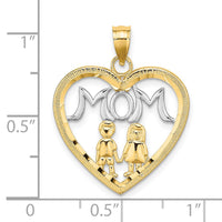Load image into Gallery viewer, 14k w/ Rhodium MOM Heart with 2 Kids Charm
