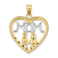 Load image into Gallery viewer, 14k w/ Rhodium MOM Heart with 2 Kids Charm
