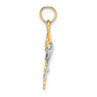 Load image into Gallery viewer, 14K w/ Rhodium 2-D Polished Dolphins Charm
