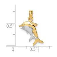 Load image into Gallery viewer, 14K w/ Rhodium 2-D Polished Dolphins Charm
