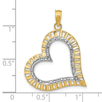 Load image into Gallery viewer, 14k w/ Rhodium Diamond-cut Large Tilted Heart Charm
