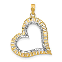 Load image into Gallery viewer, 14k w/ Rhodium Diamond-cut Large Tilted Heart Charm

