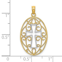 Load image into Gallery viewer, 14K w/Rhodium Beaded Filigree Cross Charm
