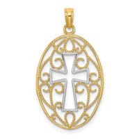 Load image into Gallery viewer, 14K w/Rhodium Beaded Filigree Cross Charm
