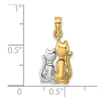Load image into Gallery viewer, 14k w/ Rhodium Polished Cat and Kitten Charm
