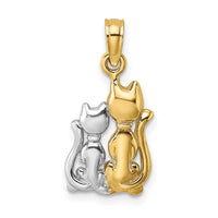Load image into Gallery viewer, 14k w/ Rhodium Polished Cat and Kitten Charm
