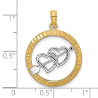 Load image into Gallery viewer, 14k Diamond-cut w/Rhodium Heart and Arrow Charm
