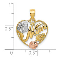 Load image into Gallery viewer, 14k Yellow and Rose Gold w/White Rhodium  #1 MOM Heart Charm

