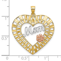 Load image into Gallery viewer, 14k Two-tone w/White Rhodium D/C  MOM Heart Charm
