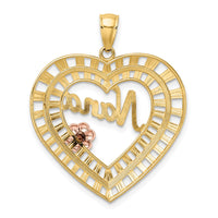 Load image into Gallery viewer, 14k Two-tone w/White Rhodium NANA Heart w/Flowers Charm

