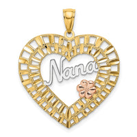 Load image into Gallery viewer, 14k Two-tone w/White Rhodium NANA Heart w/Flowers Charm
