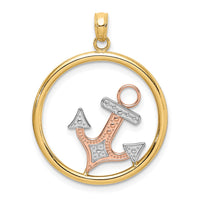 Load image into Gallery viewer, 14K Two-tone w/White Rhodium Anchor In Circle Charm
