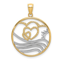 Load image into Gallery viewer, 14k w/Rhodium Sun, Hearts ,Water Circle Charm
